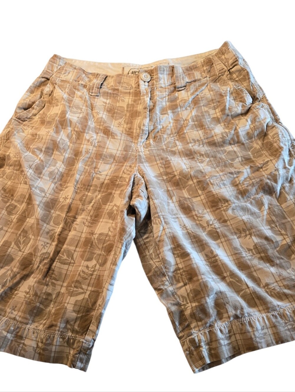 Urban Pipeline Khaki Plaid Cotton Shorts - Tan Beige Size 30